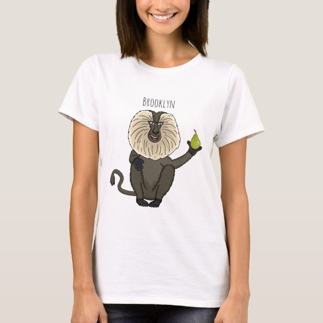 T-shirt Drôle singe-singe macaque à queue de lion (Devant)