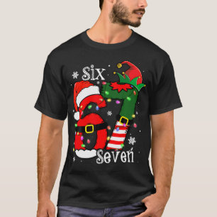 T-shirt Drôle Six Sept 67 Mème 6 7 Elfe Père Noël Noël s