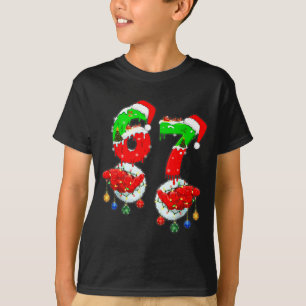 T-shirt Drôle Six Sept 67 Mème 6 7 Noël Santa Main B