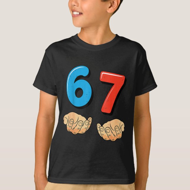 T-shirt Drôle Six Sept 6 7 Mème Génération Alpha Argot 67  (Devant)