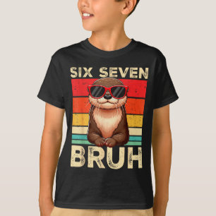 T-shirt Drôle Six Sept Bruh 6 7 Loutre Mème Enfants Garçon