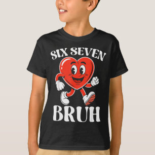T-shirt Drôle Six Sept Bruh Rétro Cœur 67 Mème Dessin Anim