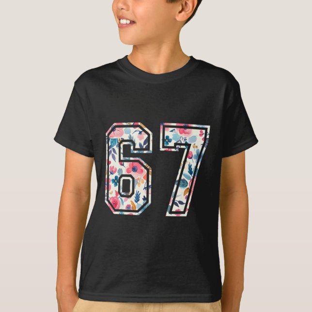 T-shirt Drôle Six Sept Floral 67 Mème Génération Alpha Arg (Devant)