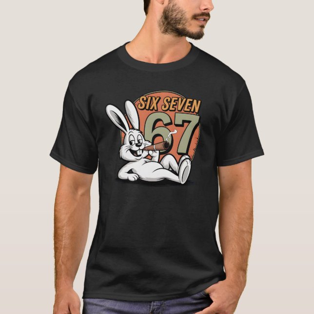 T-shirt Drôle Six Sept Lapin Fumant Pâques (Devant)