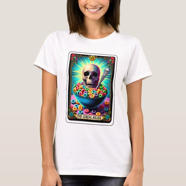 T-shirt Drôle Skeleton Cereal Killer Tarot (Devant)