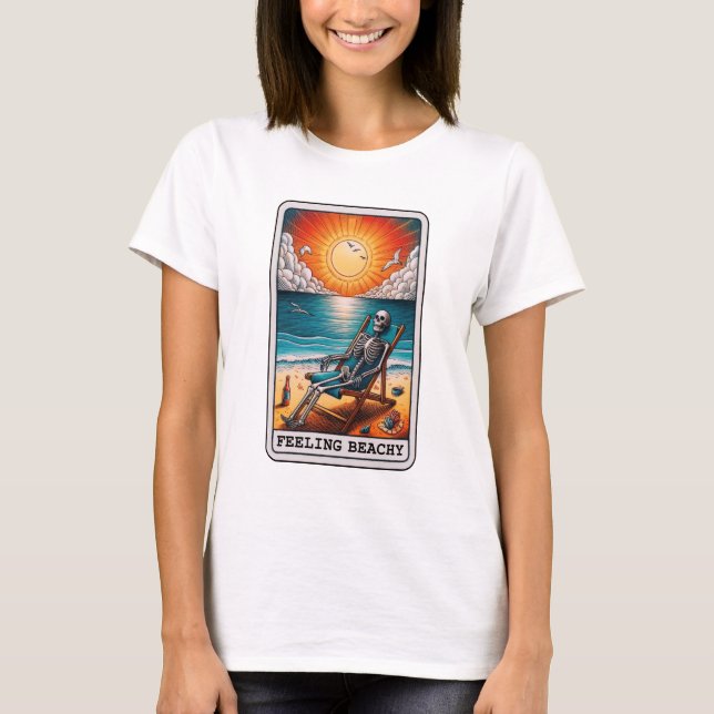 T-shirt Drôle Skeleton Feachy Tarot (Devant)