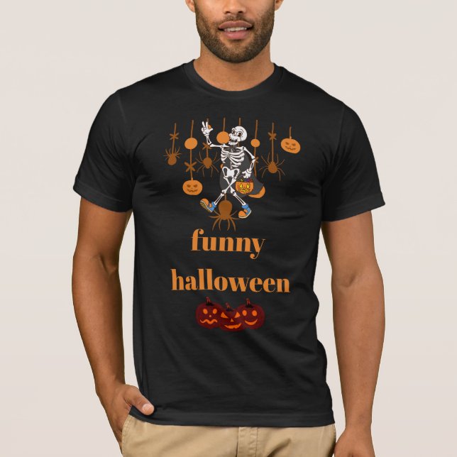 T-shirt Drôle Skeleton Halloween (Devant)