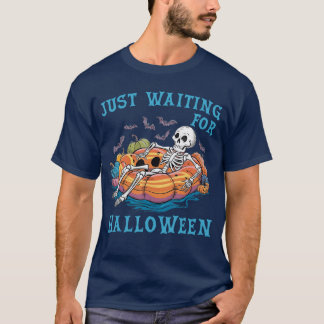 T-shirt Drôle Skeleton Halloween En Attente D'Hallowee
