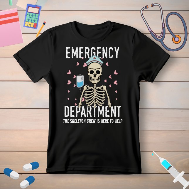 T-shirt Drôle Skeleton Halloween ER infirmière (Créateur téléchargé)