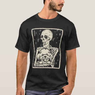 T-shirt Drôle Skeleton Hugs Chien Maltais Costume Hallowee