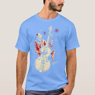 T-shirt Drôle Skeleton Jouer Guitare Jazz Musique Vintage 