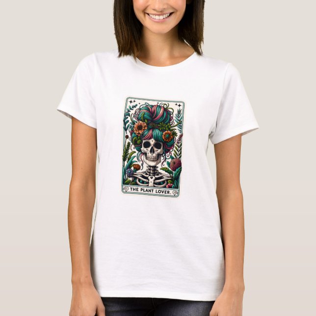 T-shirt Drôle Skeleton Le Plante Lover Tarot (Devant)