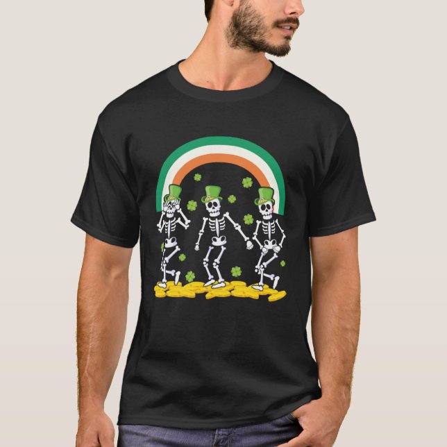 T-shirt Drôle Skeleton Leprechaun Griddy Dance St patrick (Devant)