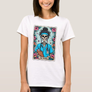 T-shirt Drôle Skeleton L'infirmière Tarot