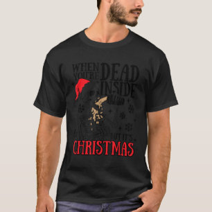 T-shirt Drôle Skeleton Noël Dead Inside Mais c'est Holi
