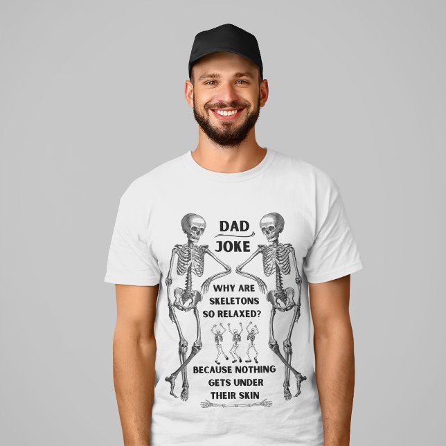 T-Shirt Drôle Skeleton "Papa Joke" (Option Blanche (Créateur téléchargé)