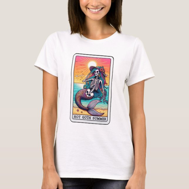T-shirt Drôle Skeleton Sirène Tarot Hot Goth été (Devant)