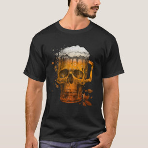 T-shirt Drôle Skeleton Skull Boire Bière Halloween