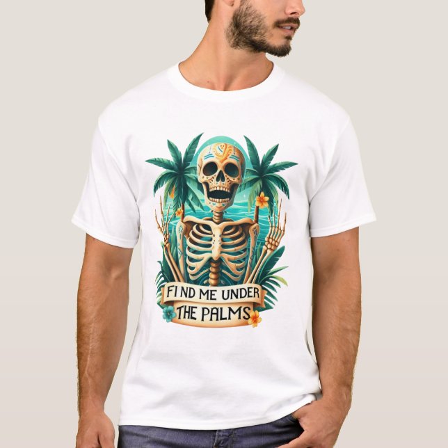 T-shirt Drôle Skeleton Summer Vibes (Devant)