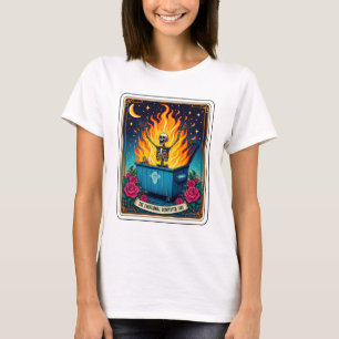 T-shirt Drôle Skeleton Tarot Émotionnel Feu de Dumpster