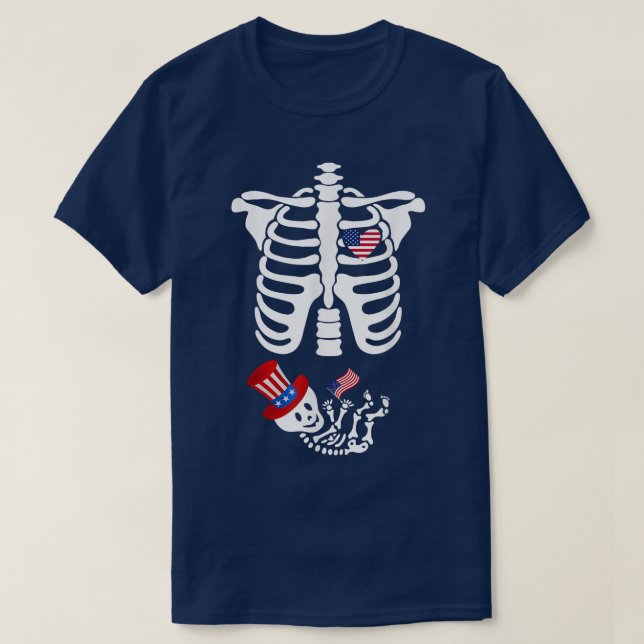 T-shirt Drôle Skeleton Xray 4 juillet Maternité Enceinte (Design devant)