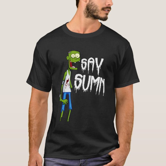 T-shirt Drôle Skeleton Zombie Vert - Dire Quelque Chose Av (Devant)