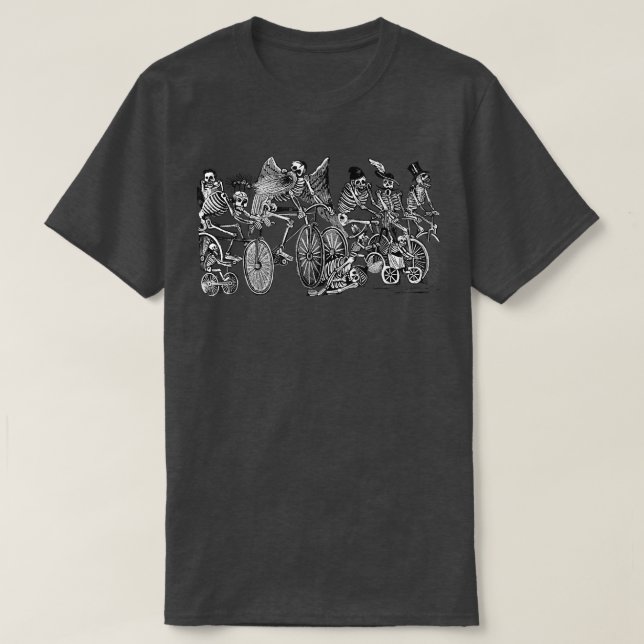 T-shirt Drôle Skeletons d'équitation Vélo pour les motards (Design devant)