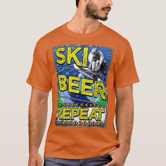 T-shirt Drôle Ski Bière Répéter Ski Boire Skieurs 1