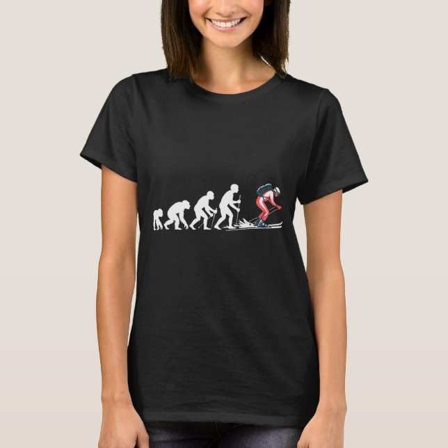 T-shirt Drôle Ski Evolution Red Suit Illustration (Devant)
