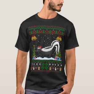 T-shirt Drôle Skunks Xmas Cadeau Santa Hat Ugly Skunk Chri
