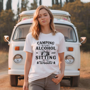 T-shirt Drôle slogan camper camping à boire des paroles