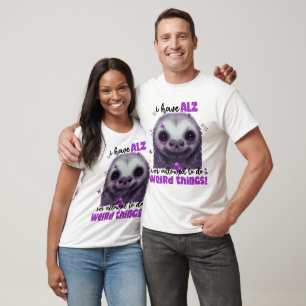 T-shirt Drôle Sloth Alzheimer's Awareness Purple Ribbon