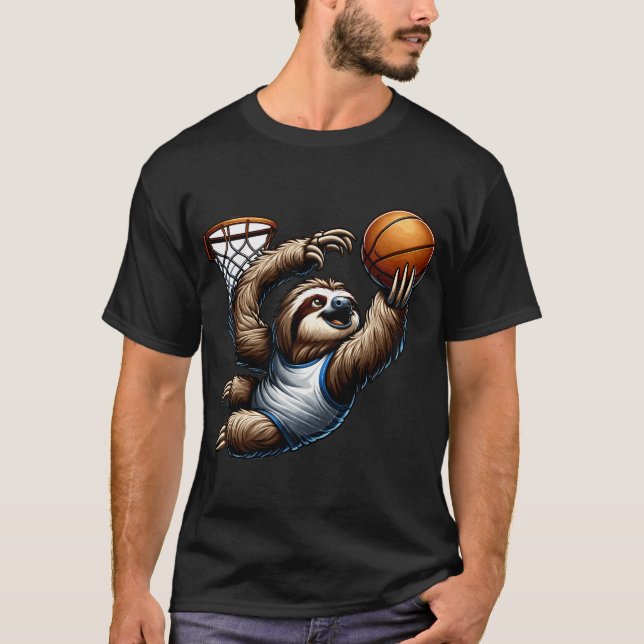 T-shirt Drôle Sloth Jouer Basketball Pour Le Basketball Jo (Devant)