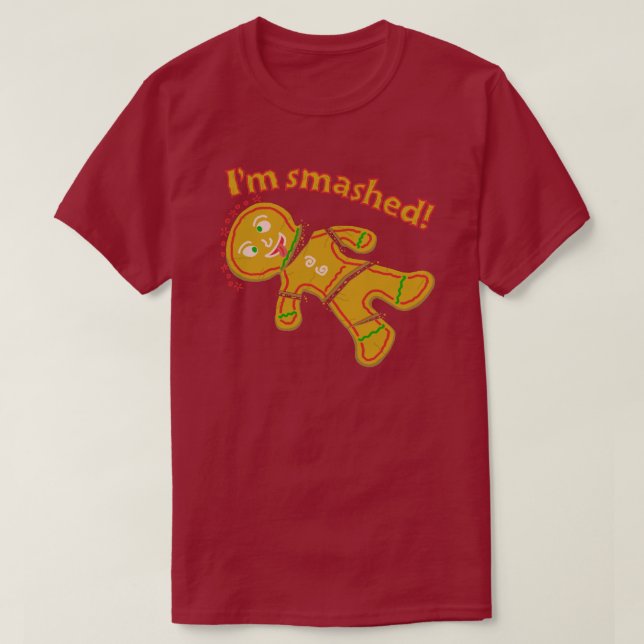 T-shirt Drôle Smashed Gingerbread Homme Noël (Design devant)