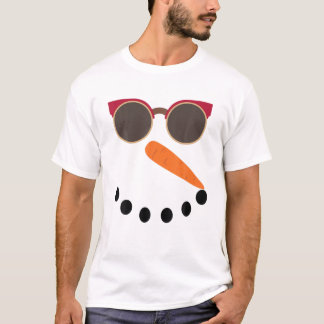 T-shirt Drôle Snowman Pour Femmes Filles Mème Lunettes Chr
