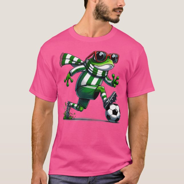 T-shirt Drôle Soccer Frog Animal Frog Jouer Soccer (Devant)
