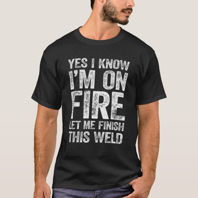 T-shirt Drôle Soudage Papa Je Suis En Feu Tee Retro Welder (Devant)