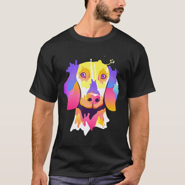 T-shirt Drôle Splash Art Dachshund mignon Wiener Sauser Ch (Devant)