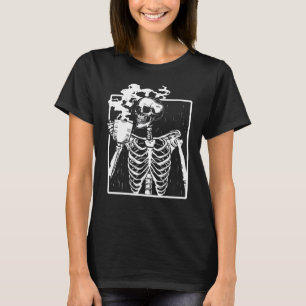 T-shirt Drôle Squelette Boire Café Café Caféine Lover Coff