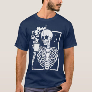 T-shirt Drôle Squelette Boire Café Café Caféine Lover Coff