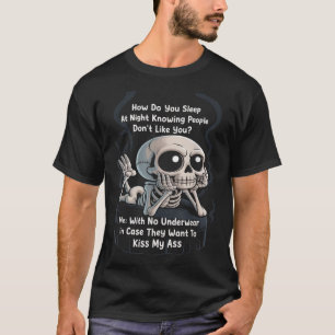 T-shirt Drôle Squelette Comment Dors-Tu Sous-Vêtements De