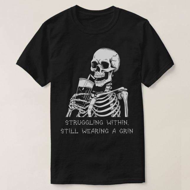 T-shirt Drôle Squelette Lazy Costume Goth Hommes Femmes Dr (Design devant)