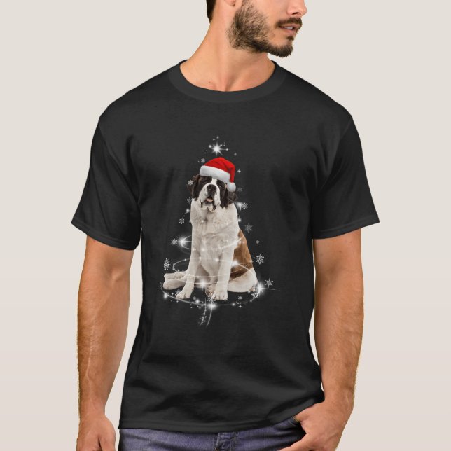 T-shirt Drôle St Bernard Père Noël Merry Tree Costume de N (Devant)