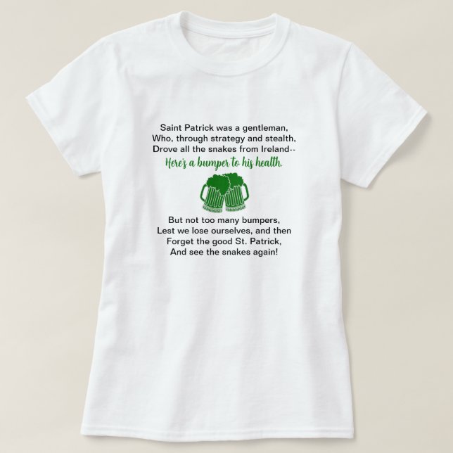 T-shirt Drôle St. Patrick's Day Bière Boire (Design devant)
