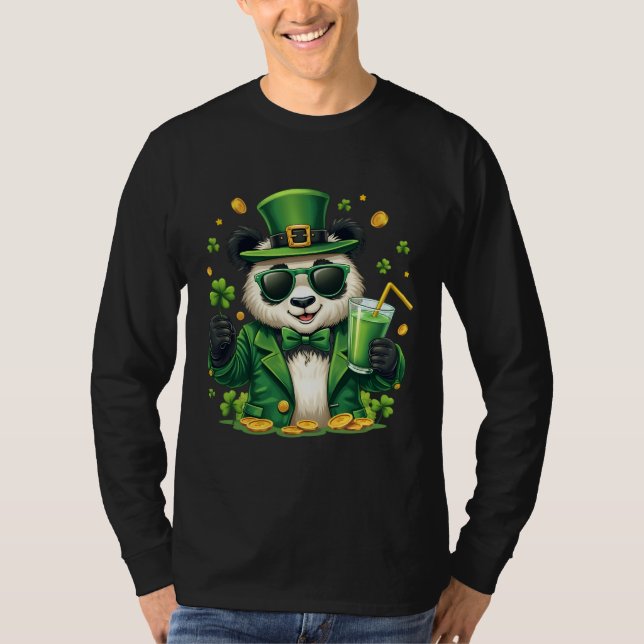 T-shirt Drôle St Patrick's Day Shamrock Panda Lover Drôle (Devant)