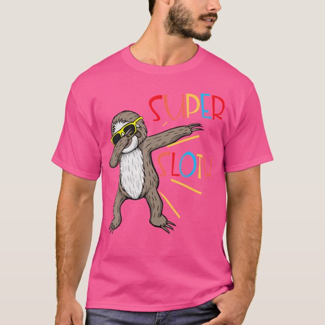 T-shirt Drôle Super Sloth Superhero Dabbing Dance Move Dab (Devant)