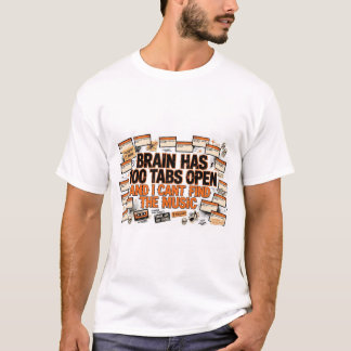 T-shirt drôle sur le cerveau avec 100 onglets ouve