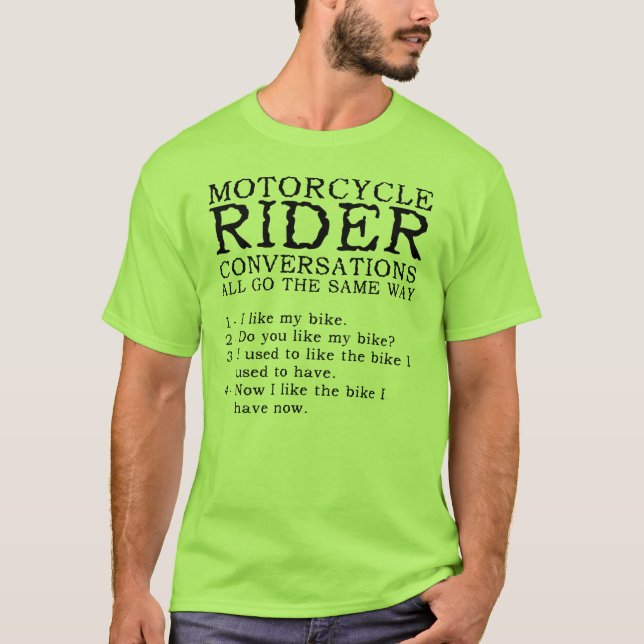 T-shirt drôle sur les conversations à moto (Devant)