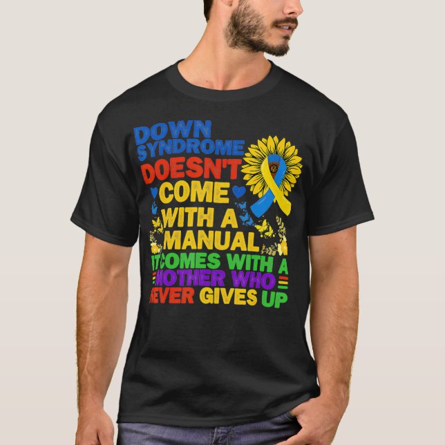 T-shirt Drôle Syndrome De Down Yellow And Blue Ribbon Sunf (Devant)