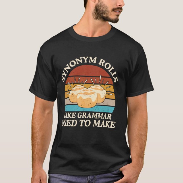 T-shirt Drôle Synonyme Rolls Blague Cinnamon Rolls Grammar (Devant)